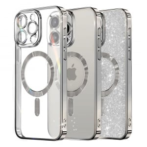 Husa pentru iPhone 14 Pro Max - Techsuit Luxury Glitter MagSafe - Silver - Img 1