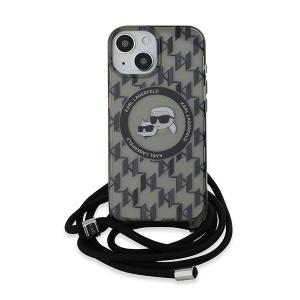 Husa pentru iPhone 15 - Karl Lagerfeld IML Crossbody MagSafe (KLHMP15SHCKCKLCK) - Monogram Karl&Choupette Head - Img 2