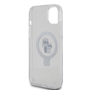 Husa pentru iPhone 15 Plus - Karl Lagerfeld Hardcase Ring Stand MagSafe (KLHMP15MHMRSKCH) - White Karl&Choupette - Img 4