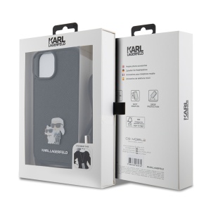 Husa pentru iPhone 15 Plus - Karl Lagerfeld Saffiano Crossbody (KLHCP15MSAKCPSK) - Metal Pin Karl&Choupette - Img 7