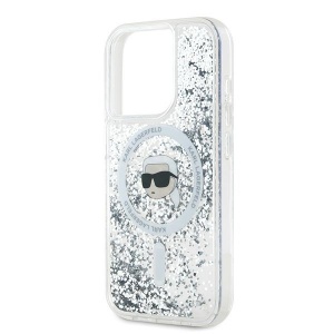 Husa pentru iPhone 15 Pro - Karl Lagerfeld Liquid Glitter MagSafe (KLHMP15LLGKISGH) - Transparent Karl Head - Img 2
