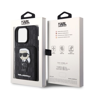 Husa pentru iPhone 15 Pro - Karl Lagerfeld Saffiano Cardslots and Stand (KLHCP15LSAKKNSCK) - Monogram Ikonik - Img 7