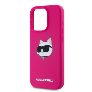Husa pentru iPhone 15 Pro - Karl Lagerfeld Silicone MagSafe (KLHMP15LSCHPPLF) - Fuchsia Choupette Head - Img 4