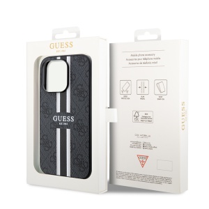 Husa pentru iPhone 15 Pro Max - Guess Hardcase 4G Printed Stripes MagSafe (GUHMP15XP4RPSK) - Black - Img 6