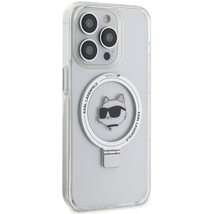 Husa pentru iPhone 15 Pro Max - Karl Lagerfeld Hardcase Ring Stand MagSafe (KLHMP15XHMRSCHH) - White Choupette Head - Img 5