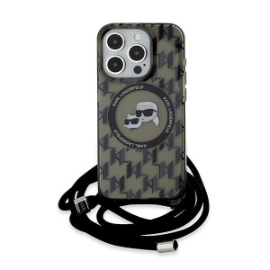 Husa pentru iPhone 15 Pro Max - Karl Lagerfeld IML Crossbody MagSafe (KLHMP15XHCKCKLCK) - Monogram Karl&Choupette Head - Img 2
