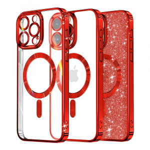 Husa pentru iPhone 15 Pro Max - Techsuit Luxury Glitter MagSafe - Red