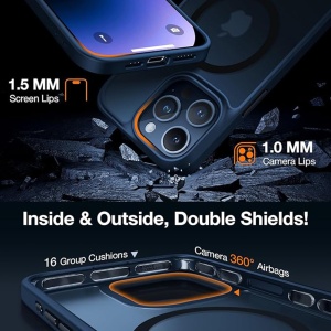 Husa pentru iPhone 15 Pro Max - Torras Guardian Magnetic Series - Navy Blue - Img 6