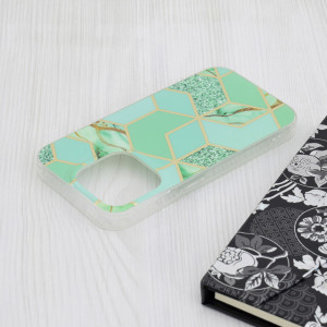 Husa pentru iPhone 15 Pro - Techsuit Marble Series - Green Hex - Img 3