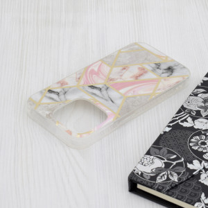 Husa pentru iPhone 15 Pro - Techsuit Marble Series - Pink Hex - Img 4