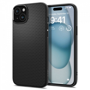 Husa pentru iPhone 15 - Spigen Liquid Air - Matte Black - Img 1