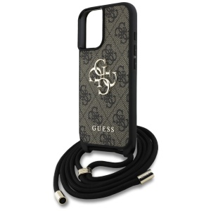 Husa pentru iPhone 16 - Guess Hardcase 4G Big Logo with Cord Strap (GUHCP16SP4GMGCRW) - Brown - Img 5