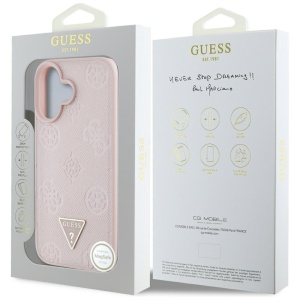 Husa pentru iPhone 16 - Guess Peony Grained Hot Stamp Triangle MagSafe (GUHMP16SPGBTMP) - Pink - Img 14