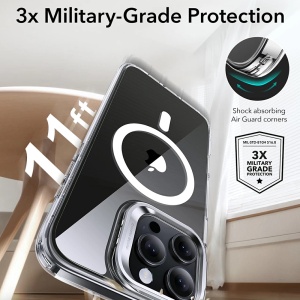 Husa pentru iPhone 16 Pro - ESR Classic Hybrid HaloLock Kickstand - Frosted Black - Img 5