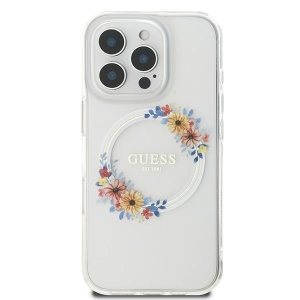 Husa pentru iPhone 16 Pro - Guess IML Flowers Wreath MagSafe (GUHMP16LHFWFCT) - Clear - Img 3