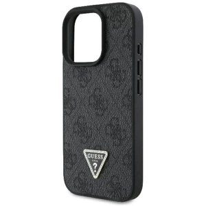 Husa pentru iPhone 16 Pro - Guess Leather 4G Triangle Strass (GUHCP16LP4TDPK) - Black - Img 6