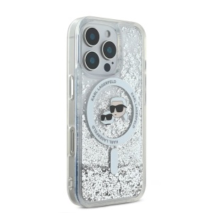 Husa pentru iPhone 16 Pro - Karl Lagerfeld Liquid Glitter MagSafe (KLHMP16LLGKCSGH) - Clear Karl&Choupette Head - Img 2