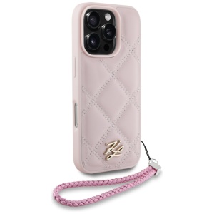 Husa pentru iPhone 16 Pro - Karl Lagerfeld Quilted Initial Logo & Chain Strap (KLHCP16LPSQSKLSMSP) - Pink - Img 3