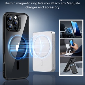 Husa pentru iPhone 16 Pro Max - ESR Classic Hybrid HaloLock - Clear Black - Img 7