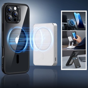 Husa pentru iPhone 16 Pro Max + Folie - ESR Classic Hybrid HaloLock - Clear / Black - Img 2