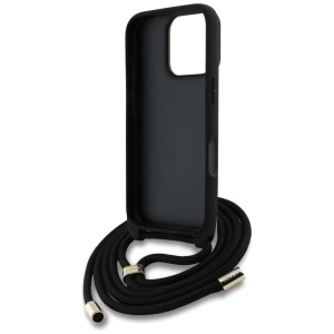 Husa pentru iPhone 16 Pro Max - Guess Hardcase 4G Big Logo with Cord Strap (GUHCP16XP4GMGCRK) - Black - Img 6