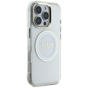 Husa pentru iPhone 16 Pro Max - Guess IML Metal Colored Circle MagSafe (GUHMP16XHTDRCEDH) - White - Img 2