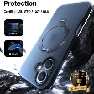 Husa pentru iPhone 16 - Torras Ostand Spin Series - Black - Img 2