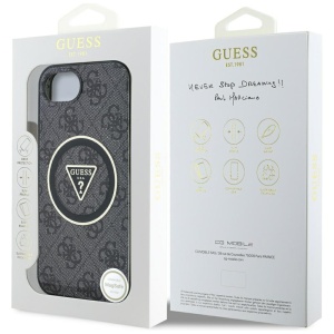 Husa pentru iPhone 16e - Guess IML Metal Glitter 4G Circle Triangle MagSafe (GUHMPSE4HG4PRTGK) - Black - Img 7