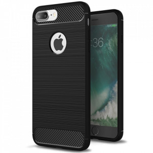 Husa pentru iPhone 8 Plus - Techsuit Carbon Silicone - Black - Img 1