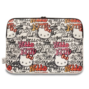 Husa pentru Laptop, 14" - Hello Kitty Sleeve Zip PU Tags Graffiti (HKCSZPDGPTE) - Beige - Img 1