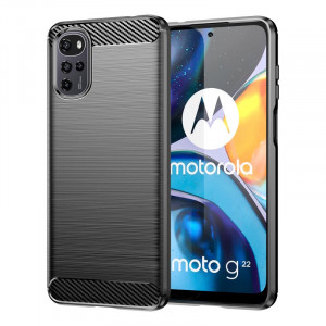 Husa pentru Motorola Moto G22 - Techsuit Carbon Silicone - Black - Img 1