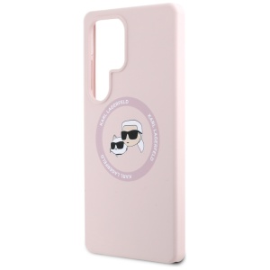 Husa pentru Samsung Galaxy S25 Ultra - Karl Lagerfeld Silicone Double Heads (KLHMS25LSKCHTCP) - Pink - Img 4