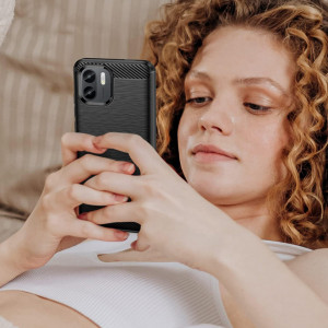 Husa pentru Xiaomi Redmi A1+ / A2+ - Techsuit Carbon Silicone - Black - Img 6