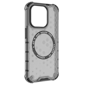 Husa transparenta pentru iPhone 15 Pro Max - Techsuit HoneyComb Shield MagSafe - Black - Img 3