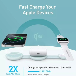 Incarcator Pliabil 3in1 MagSafe pentru Apple Phone/Pods/Watch, 15W - Anker MagGo (B25M8H61) - Green - Img 4