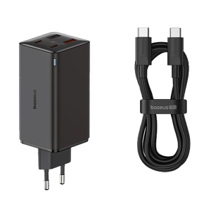 Incarcator retea Baseus GaN6 Pro, 100W, 2x USB-A, 2x USB-C, Fast Charge, Cablu USB-C la USB-C inclus, Negru