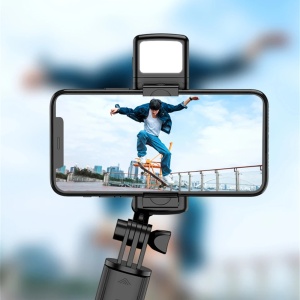 Mini Selfie Stick cu Telecomanda, LED, 67cm - Techsuit (S03-S) - Black - Img 5