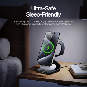 Statie de Alimentare pentru Phone 15W, AirPods 3W, Apple Watch 2.5W + Cablu Type-C, 1m - Duzzona (W21) - Transparent - Img 4