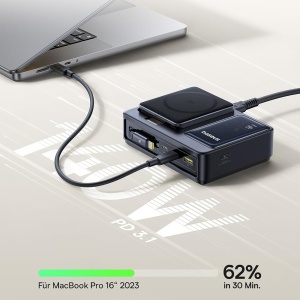 Statie pentru Incarcare fara Fir 5in1, 140W - Baseus Nomos (P10170902123-00) - Black - Img 2
