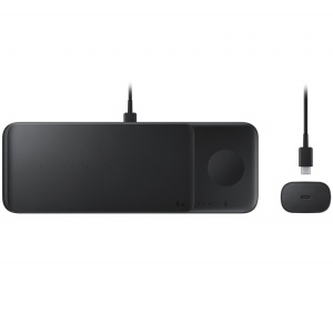 Wireless Charger Trio 9W Fast Wireless Charge; Travel Adapter (TA800) 25W USB-C Super Fast Charge; USB-C to USB-C Cable, 1m; Black