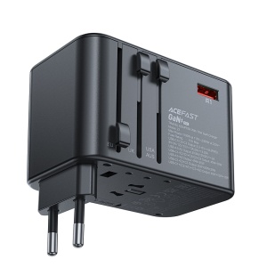 Adaptor pentru Priza 3x Type-C, EU, UK, AUS, US, GaN, PD75W - Acefast (Z1) - Black - Img 3