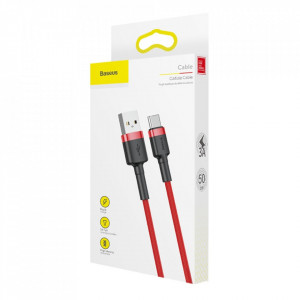 Cablu Baseus Cafule USB USB-C 3A 0.5m Rosu - Img 7