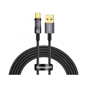 Cablu Baseus Explorer Auto Power-Off Fast Charge USB USB-C 100W 2m Negru