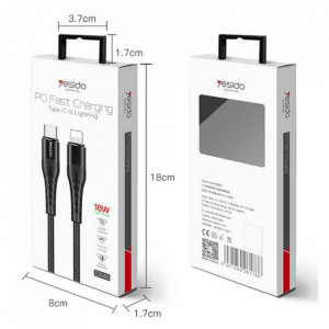 Cablu de Date Type-C la Lightning 18W, 1.2m - Yesido (CA-48) - Black - Img 7