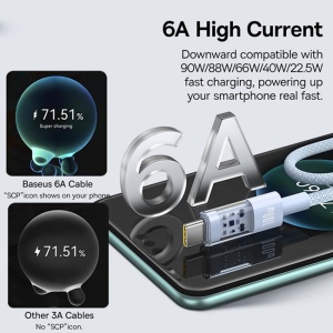 Cablu USB la Type-C, Super Fast Charging 100W, 1m - Baseus Gem (P10373002311-00) - Galaxy Blue - Img 5