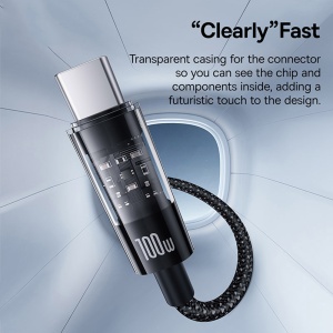 Cablu USB la Type-C, Super Fast Charging 100W, 2m - Baseus Gem (P10373002111-01) - Cluster Black - Img 3