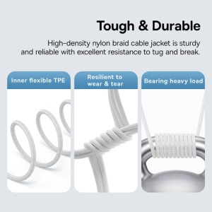 Cablu USB la Type-C, Super Fast Charging 100W, 2m - Baseus Gem (P10373002211-01) - Moon White - Img 4