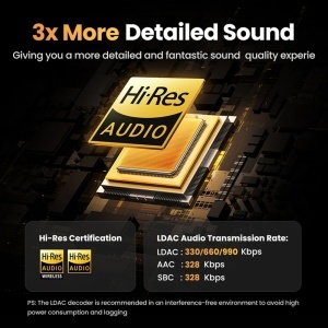 Casti Bluetooth, Noise-Cancelling, Hi-Res, IPX5 - Ugreen HiTune H6 Pro WS203 (35873) - White - Img 5