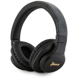 Casti fara Fir, Bluetooth 5.3, USB-C, Over-ear, 300mAh - Guess 4G Tone on Tone Script Logo (GUBH604FEMK) - Black
