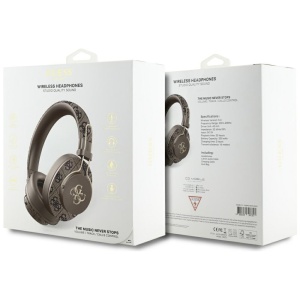 Casti On-ear fara Fir, Bluetooth 5.3, ENC, USB-C, 300mAh - Guess 4G Metal Logo (GUBHS72P4FC4MW) - Brown - Img 5